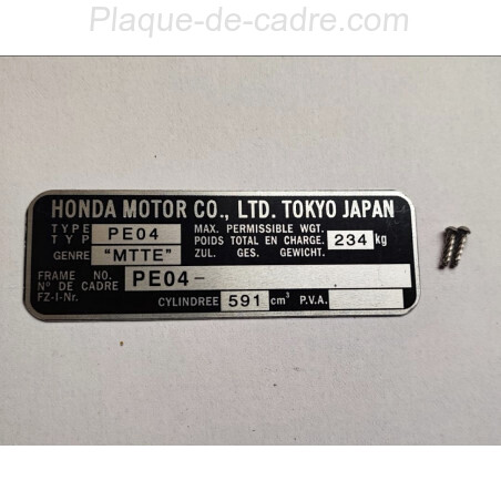 Plaque de cadre Honda xr 600 r