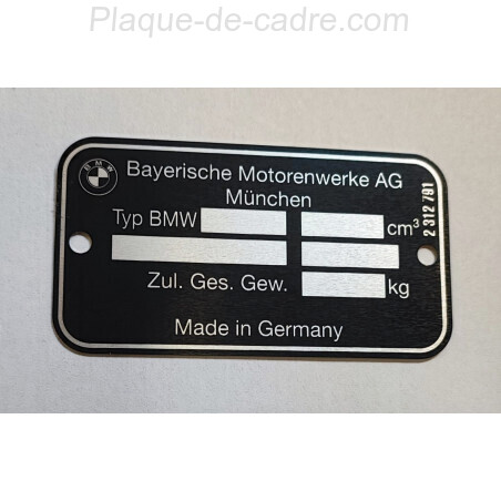 BMW R100 frame plate - identification plate