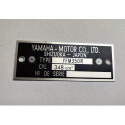 Yamaha YFM350R manufacturer plate