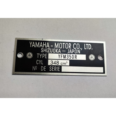 Yamaha YFM350R manufacturer plate