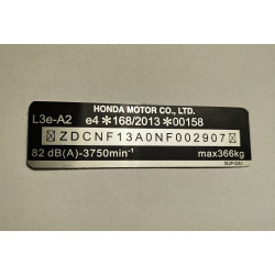 Plaque de cadre Honda CBR 650 -L3E - A2