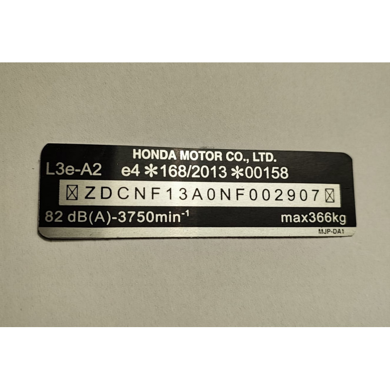 Placa quadro Honda CBR 650 -L3E - A2