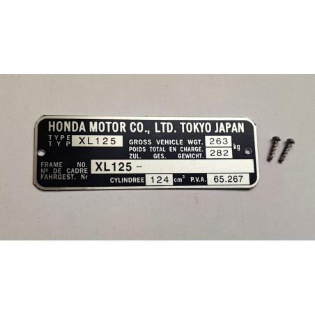 Honda XL125 kentekenplaat