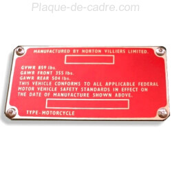 Norton Commando Identification Plate - Data plate