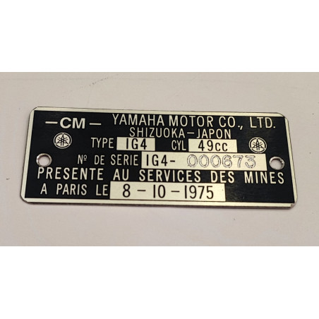 Plaque de cadre Yamaha TY 50 - IG4
