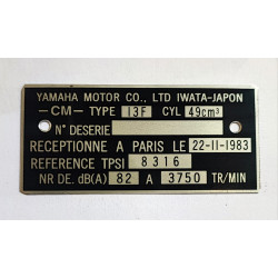 Yamaha I3F vin plate.
