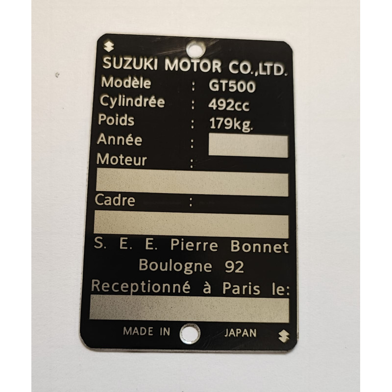 Suzuki data plate