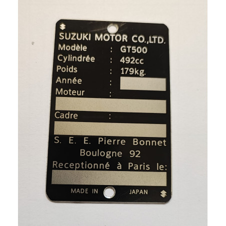 Plaque de cadre Suzuki GT500