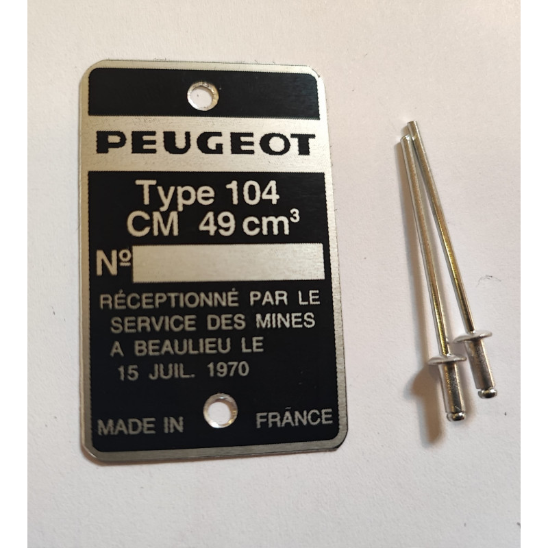 Placa de quadro Peugeot 104 103 sp