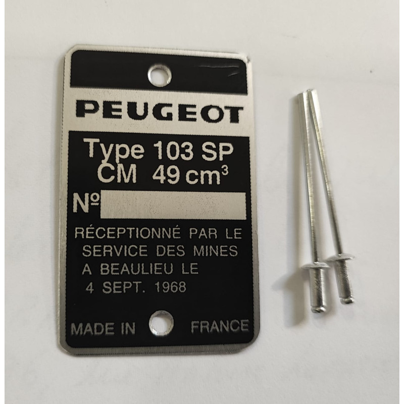 Placa de quadro Peugeot 103 sp