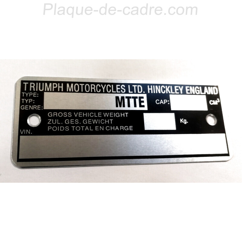 Triumph Identification plate - Data plate