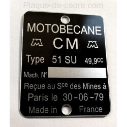 Motobécane Motoconfort Id plate - Data plate