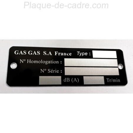 Gas Gas identification plate - Gas gas data plate