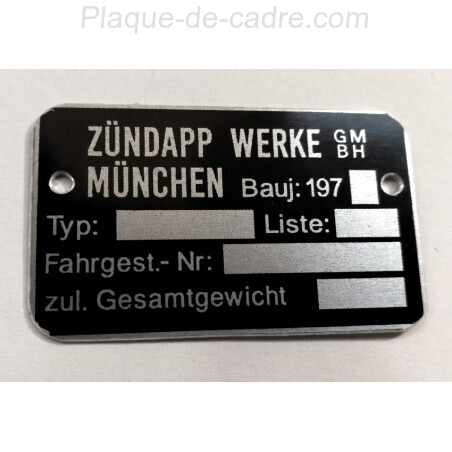 Zundapp id plate - Zundapp Identification plate