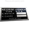 Negrini Vignola identification plate - Data plate