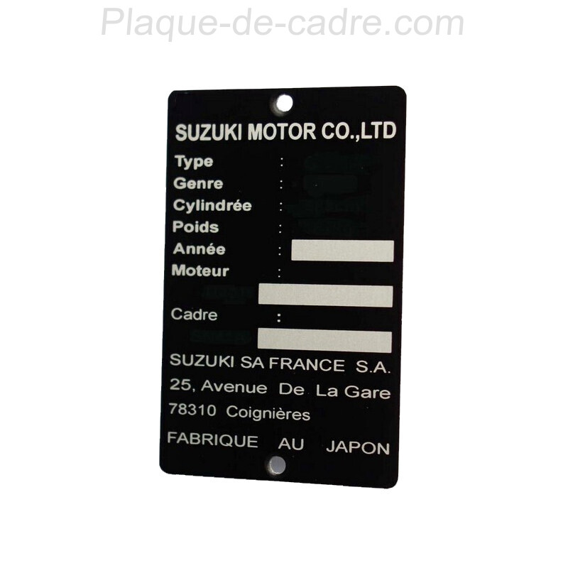 Plaque de cadre Suzuki