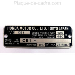 Plaque de cadre Honda CBX1000-CB1000-CBX1000