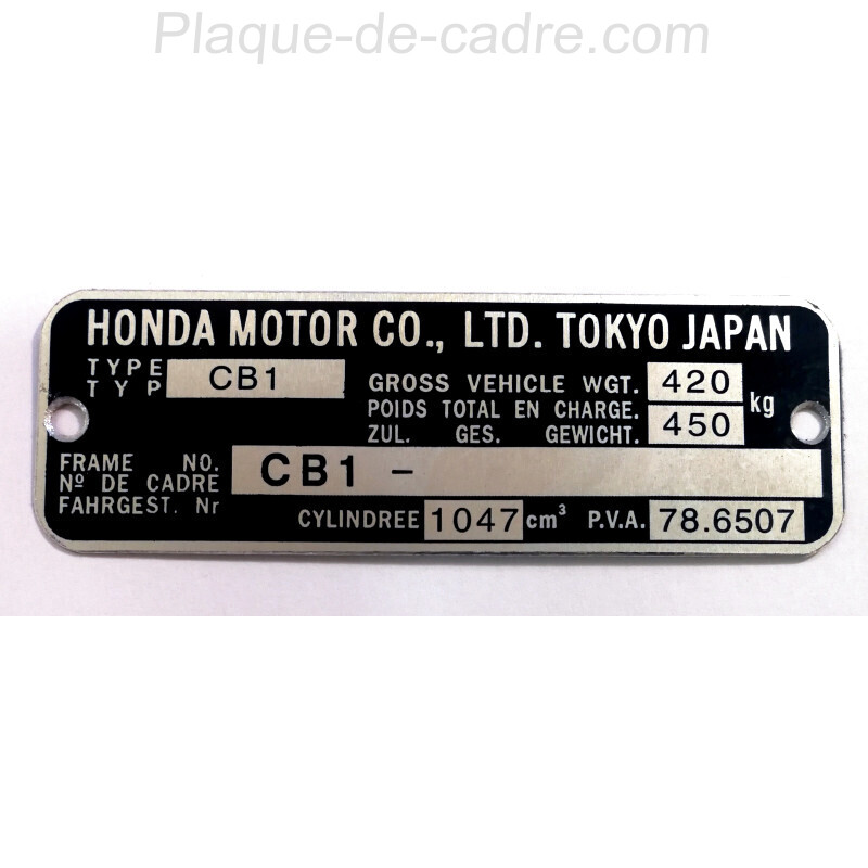 Honda CBX1000 CB1000 id plate - data plate