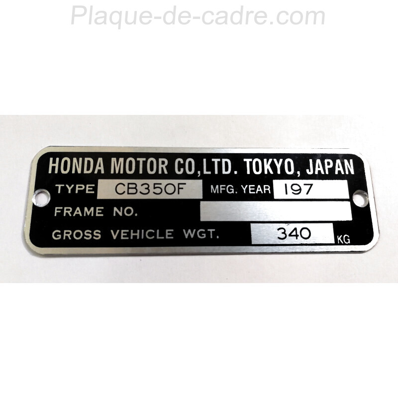 Plaque de cadre Honda