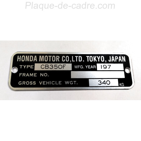 Plaque de cadre Honda CB 350 F