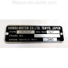 Honda CB 350 F identification plate - Honda CB 350 F data plate