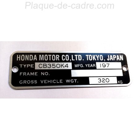 Plaque de cadre Honda CB 350 k4