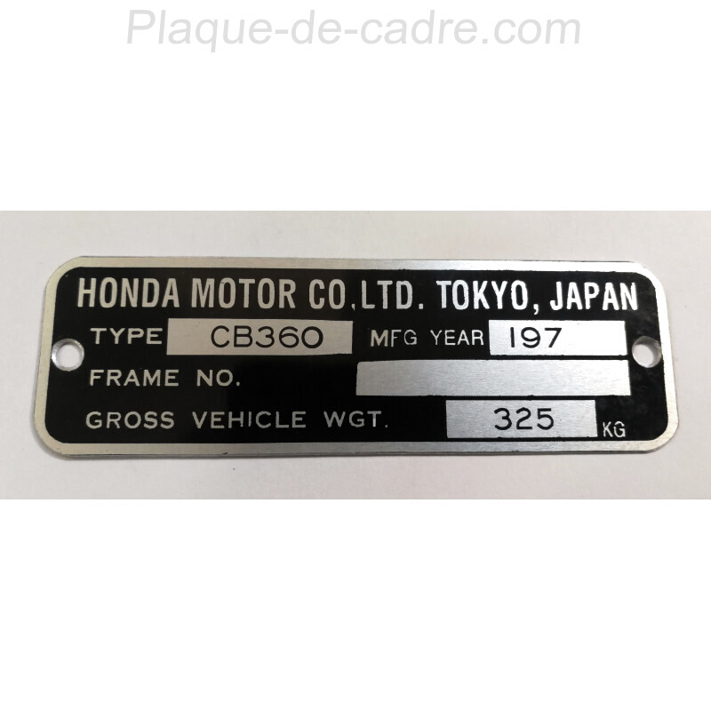 Honda CB 360 identification plate - Honda CB 360 data plate
