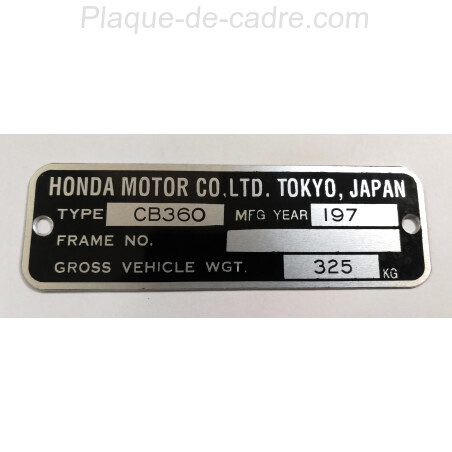 Plaque de cadre Honda CB 360