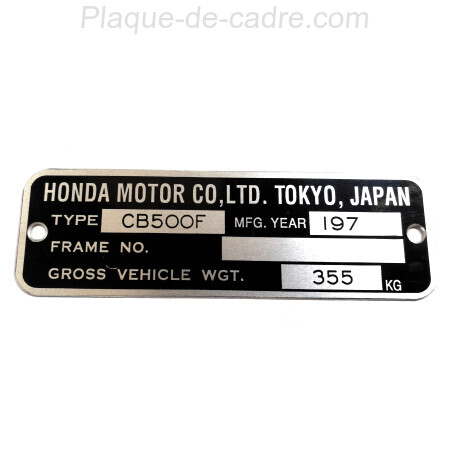 Plaque de cadre Honda CB 500 F