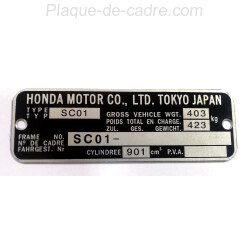 Honda CB 900 identification plate - Honda CB 900 data plate