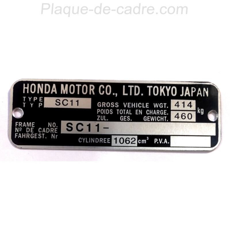 Honda CB 1100 F identification plate - Honda CB 1100 F data plate