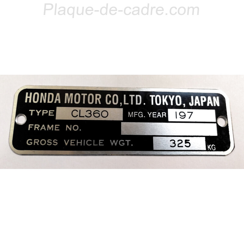 Plaque de cadre Honda CL 360