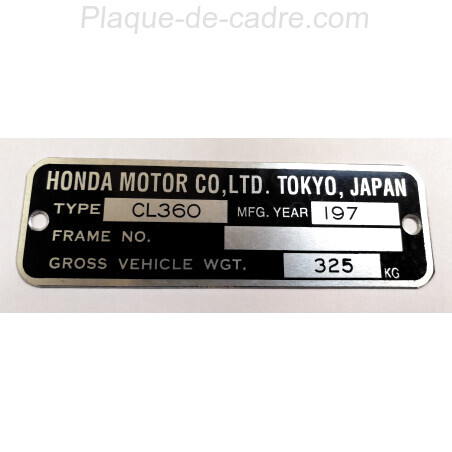 Honda CL 360 identification plate - Honda CL 360 data plate