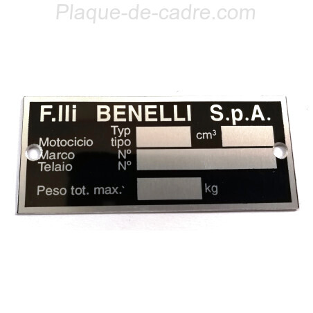 Benelli Identification plate - Benelli data plate