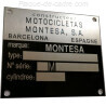 Montesa identification plate - vin plate