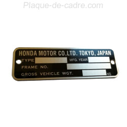 Honda CB Identification Plate English Version