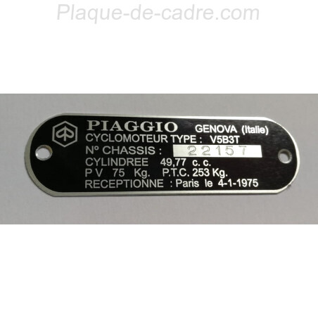 Piaggio Identification plate - Piaggio data plate
