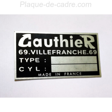 Gauthier vin Plate - Gauthier Data plate