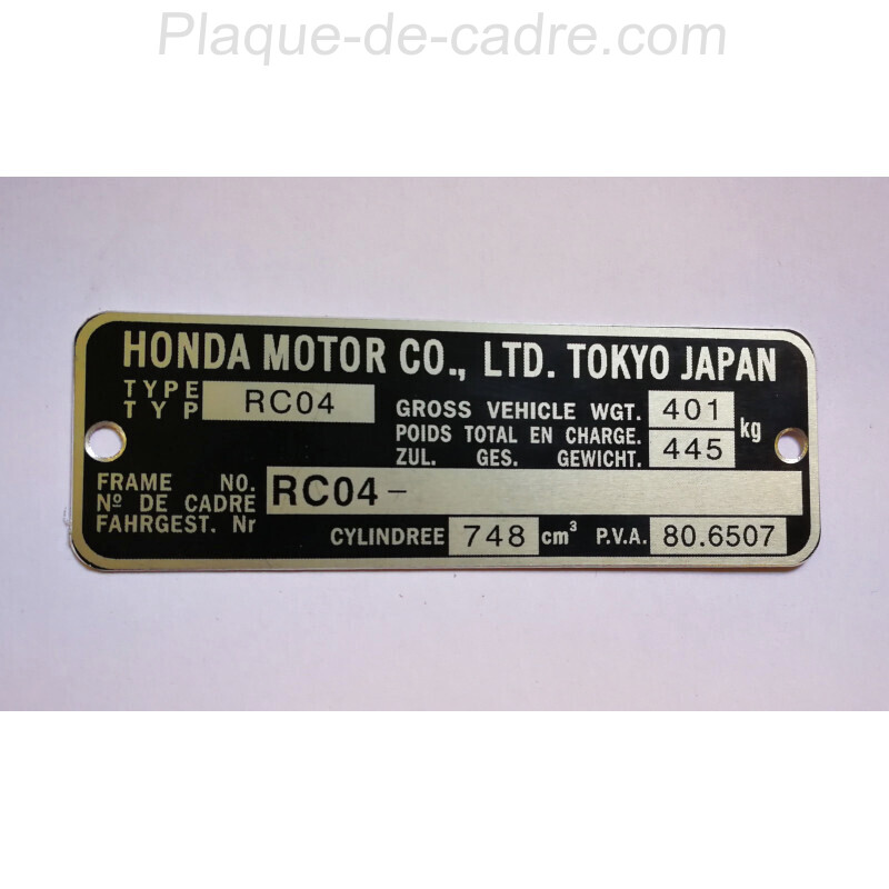 Honda CB 750 F vin Plate