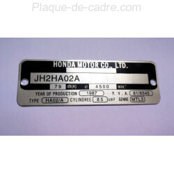 Honda C90 vin plate