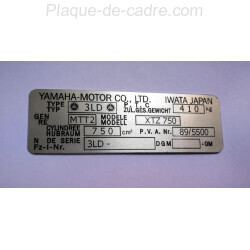Yamaha XTZ 750 Data Plate - Identification plate