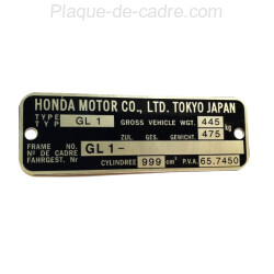 Honda GL1 identification plate - Honda GL1 vin plate