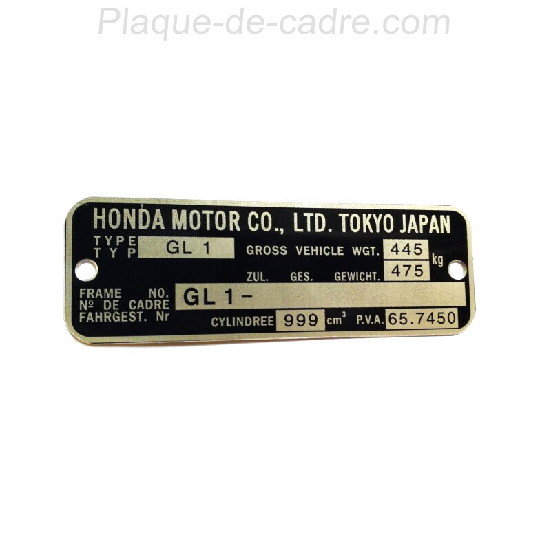 Plaque de cadre Honda GL1