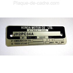 Placa do quadro Honda CB Hornet