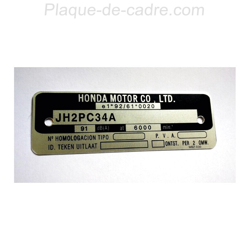 Placa do quadro Honda CB Hornet