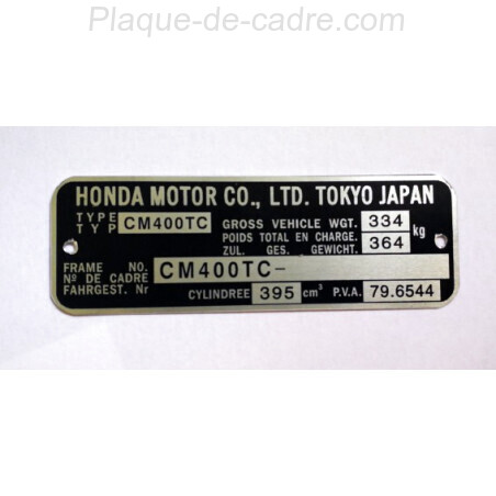 Plaque de cadre Honda CM 400 TC