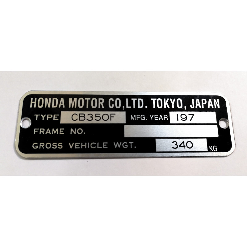 Honda CB 350 F Frame plate