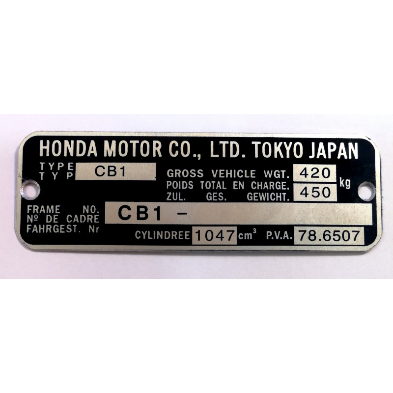Honda CBX 1000 Frame plate